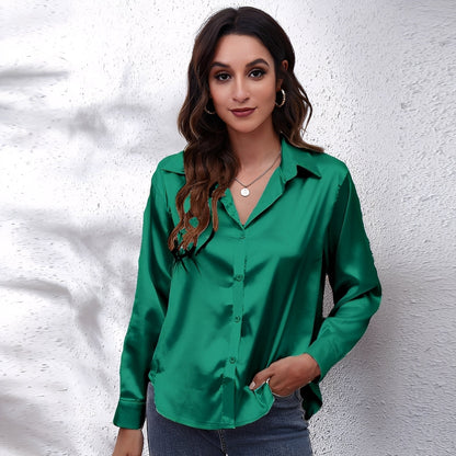 Haylee - Bluză de mătase cu mâneci lungi pentru femei