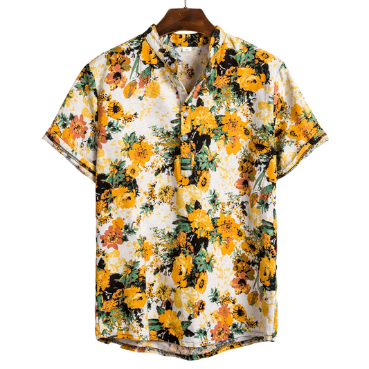 Freddy - Cămașă pentru bărbați, cu model floral și confortabilă