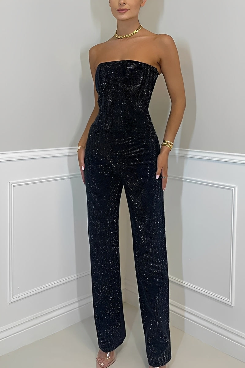 Jessie - Set elegant și strălucitor, fără bretele, pentru femei