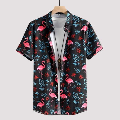 Arjun - Cămașă casual cu print hawaian pentru bărbați