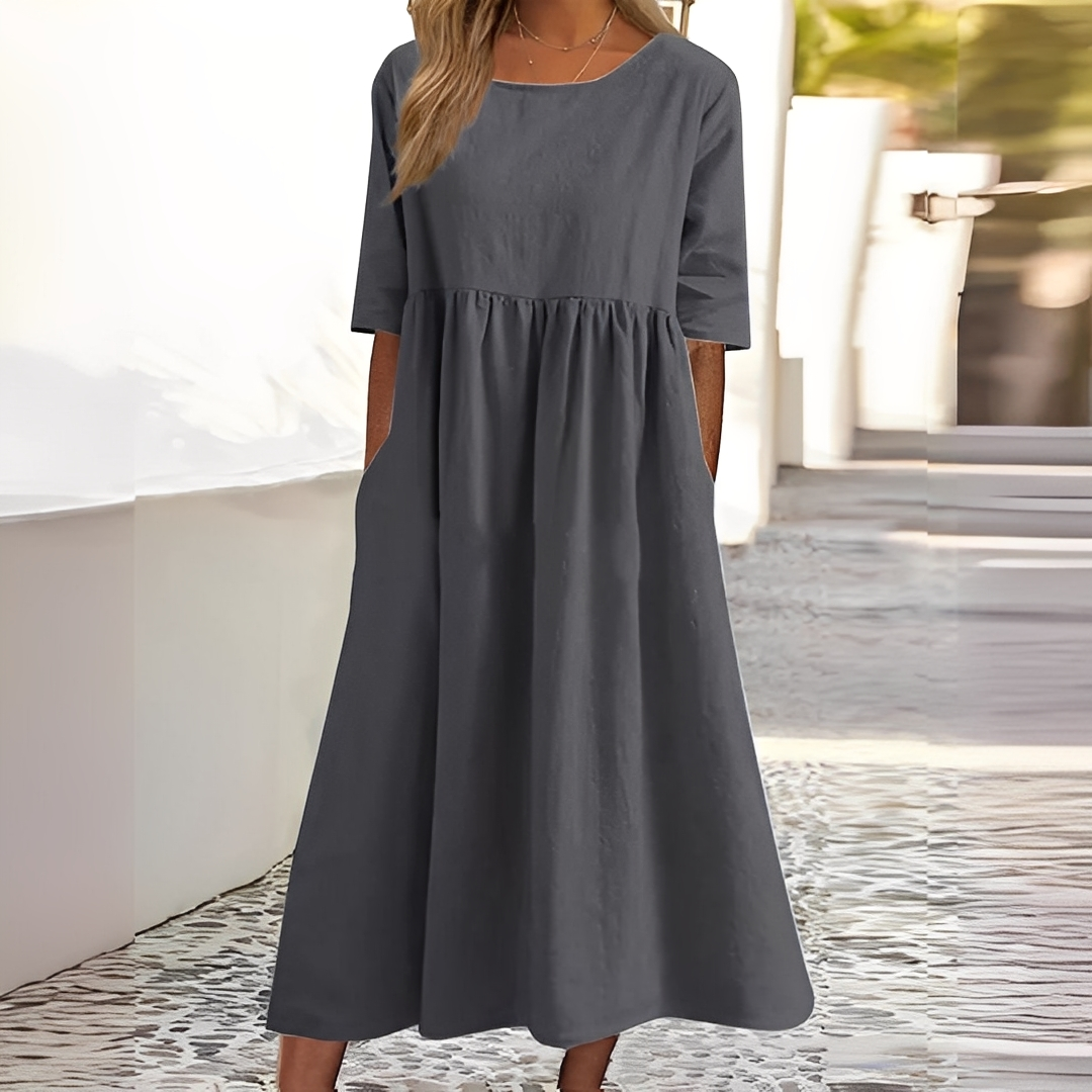 Sylvette - Rochie de bumbac pentru femei cu decolteu rotund