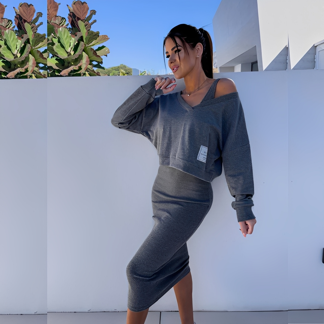 Séphora - Ansamblu sweat-shirt și rochie decontractat pentru femeie