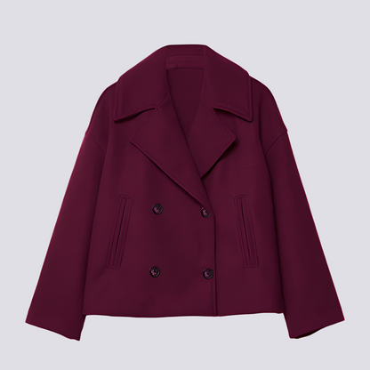 Bethney - Jachetă scurtă elegantă din lână cu guler cu rever pentru femei