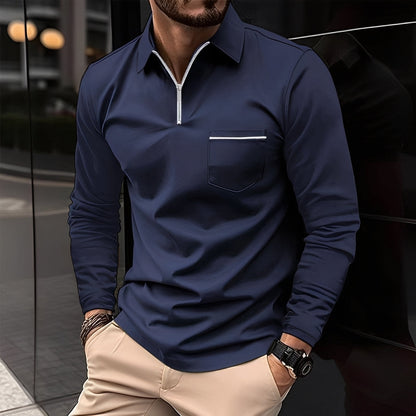 Bernard - Tricou polo cu mânecă lungă și buzunar pentru bărbați