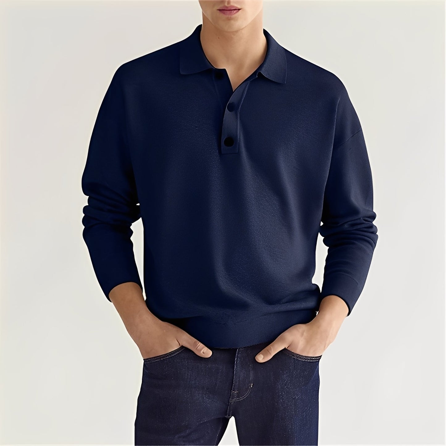 Dominic - Tricou polo cu mânecă lungă, casual pentru bărbați