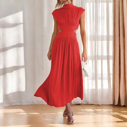 Christina - Rochie maxi casual cu decupaj în talie pentru femei