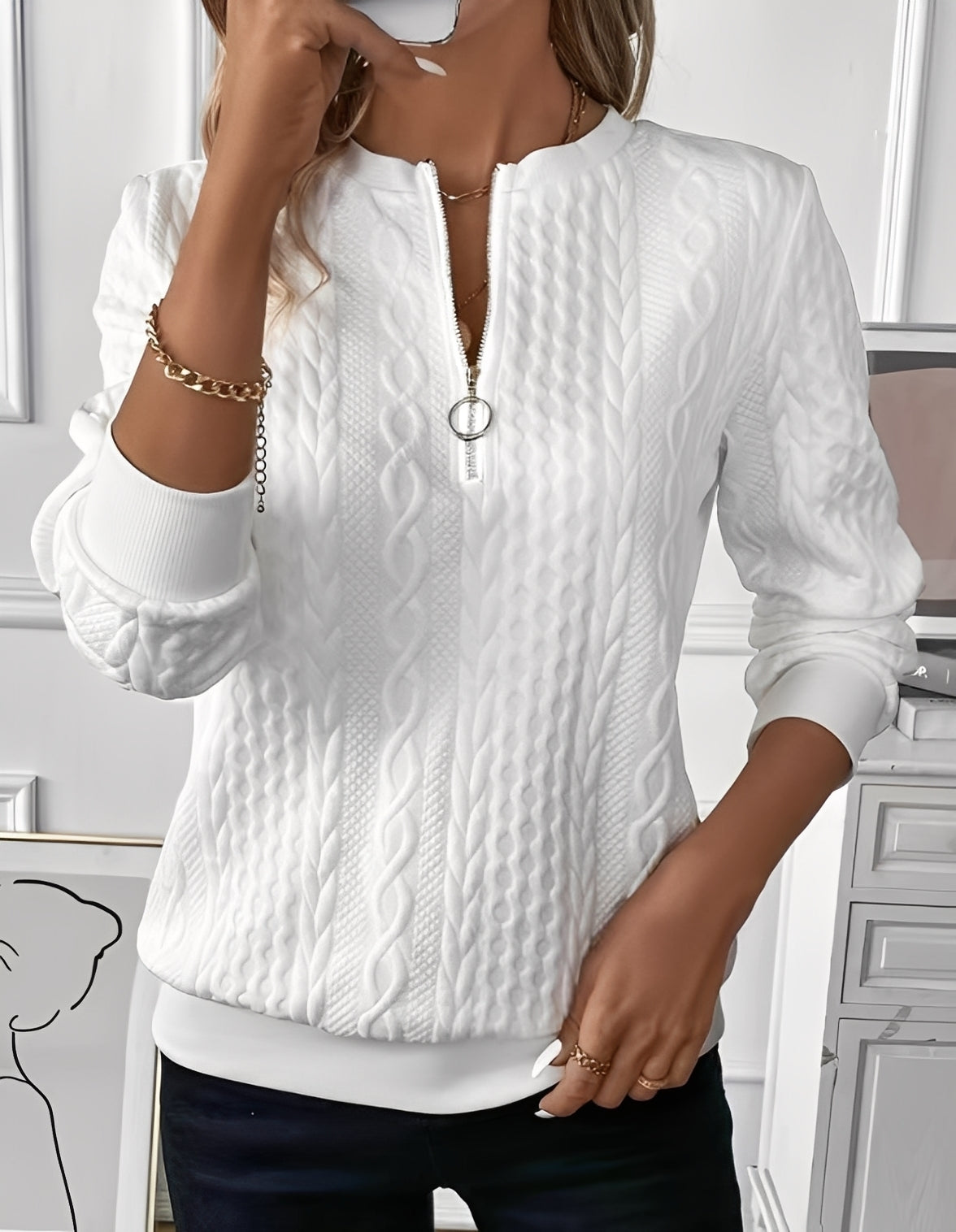 Davida - Pulover rafinat, confortabil și matlasat pentru femei