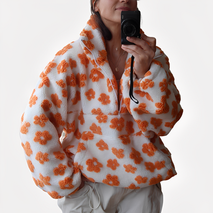 Elizabeth - Pulover Sherpa pentru femei cu model floral elegant
