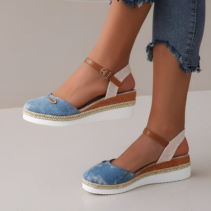 Elinor - Sandale casual cu platformă din cânepă pentru femei