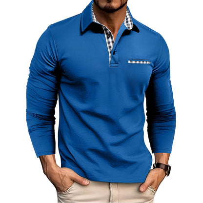 Jerome - Tricou polo lejer cu mâneci lungi pentru bărbați