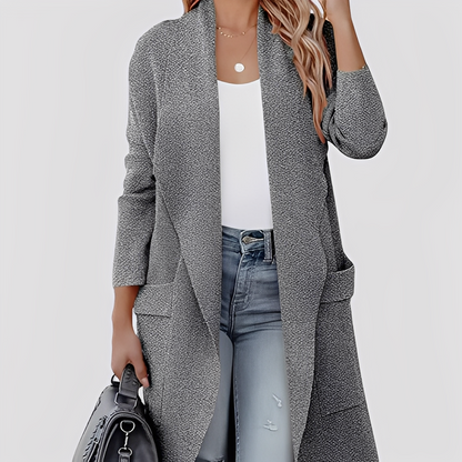 Chantal - Cardigan lung din tweed pentru femei, stil lejer