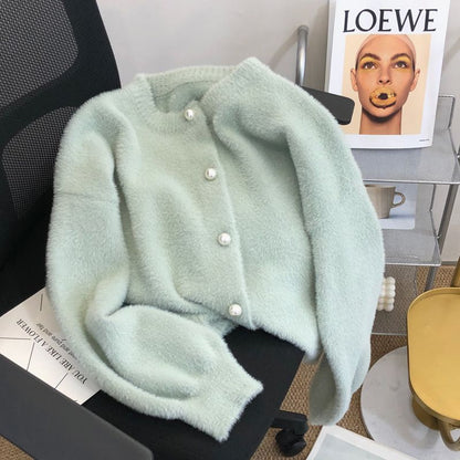 Natille - Cardigan moale din tricot imitație de blană pentru femei
