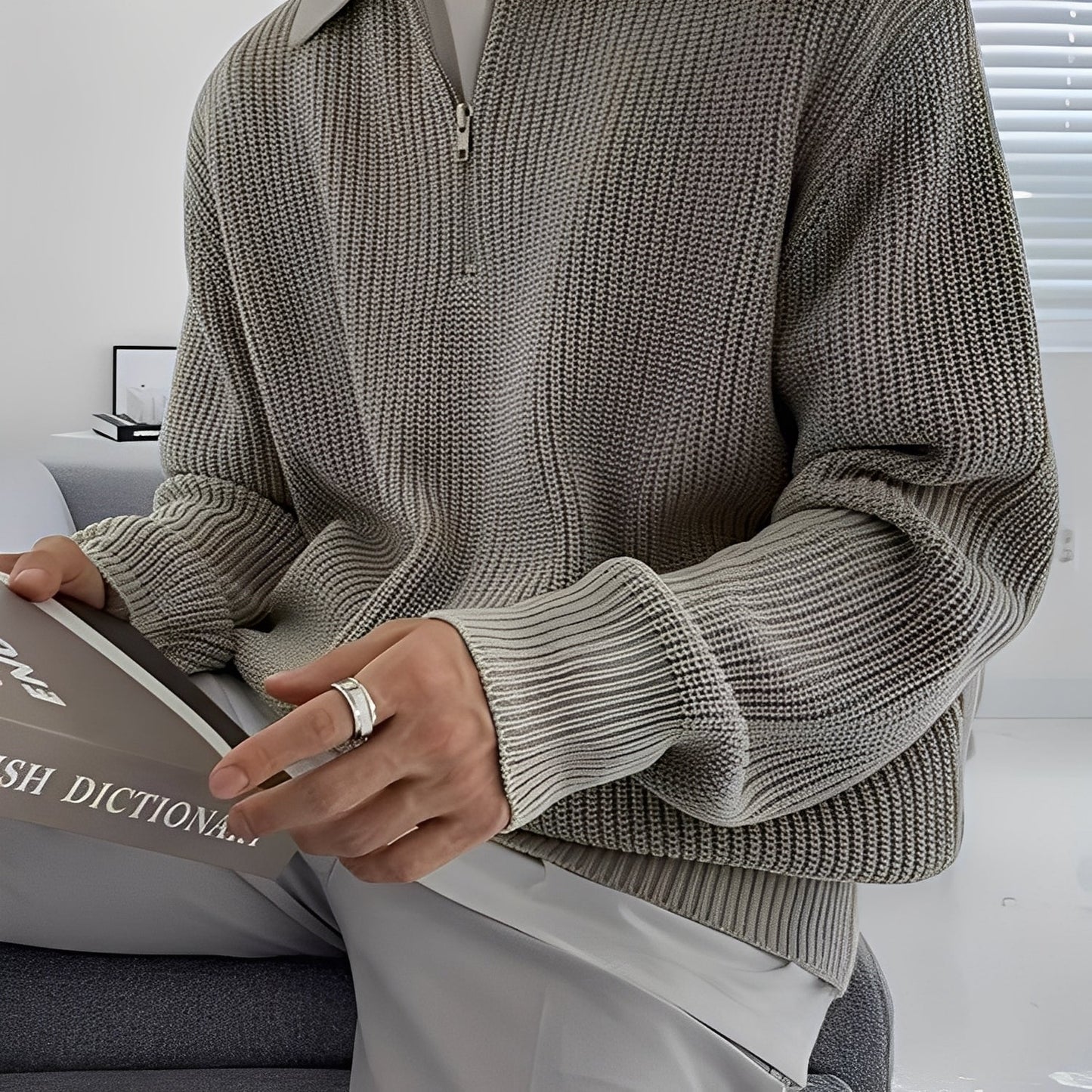 Jeffrey - Pulover bărbătesc elegant și tricotat lejer