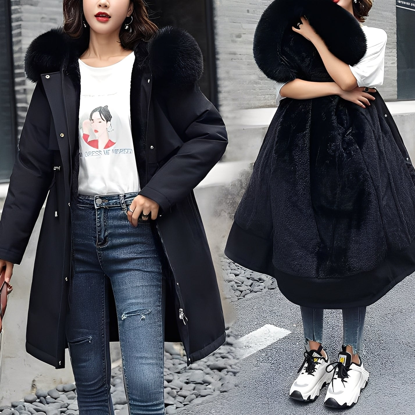 Evette - Manta stilată și călduroasă cu glugă pentru femei