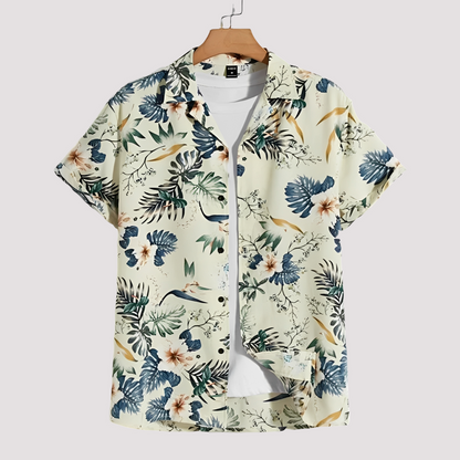 Arjun - Cămașă casual cu print hawaian pentru bărbați