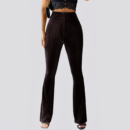 Leona - Pantaloni casual evazați din catifea pentru femei
