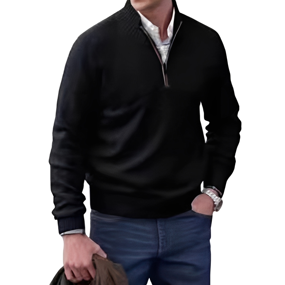 Matéo - Pulover tricotat pentru bărbați cu fermoar parțial