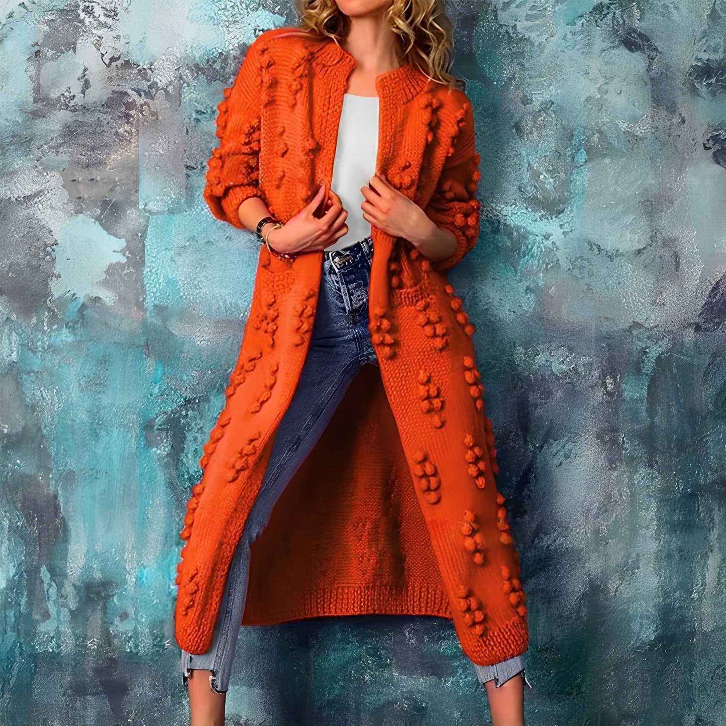 Nancy - Cardigan lung stilat cu ciucuri pentru femei