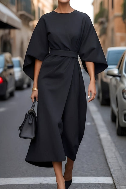 Nicole - Rochie midi elegantă cu mâneci în stil lampion pentru femei