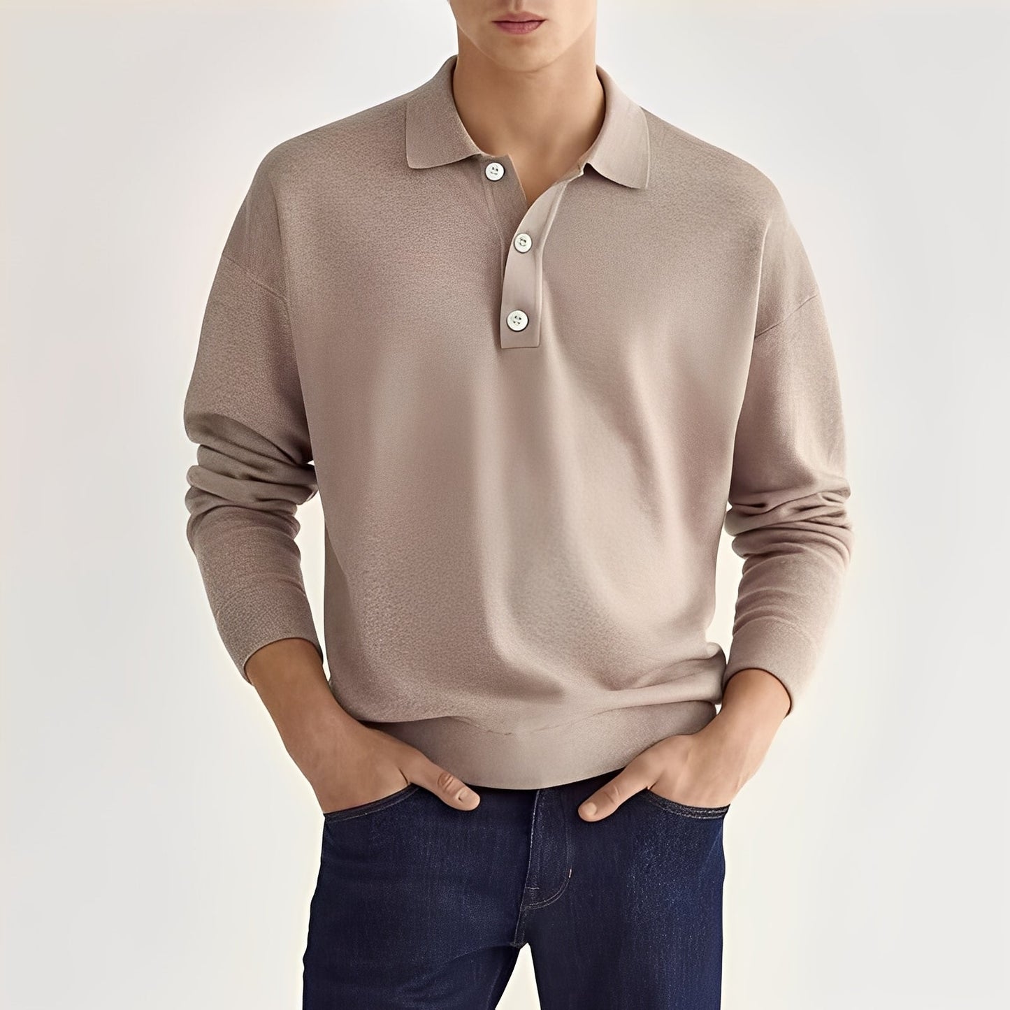 Dominic - Tricou polo cu mânecă lungă, casual pentru bărbați