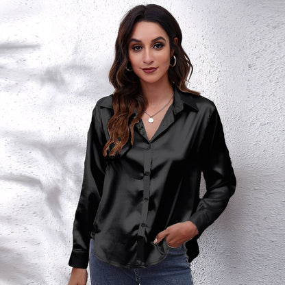 Haylee - Bluză de mătase cu mâneci lungi pentru femei