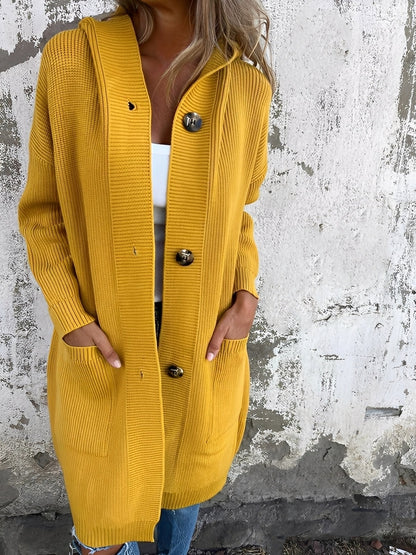 Suzanna - Cardigan lung și lejer cu glugă pentru femei