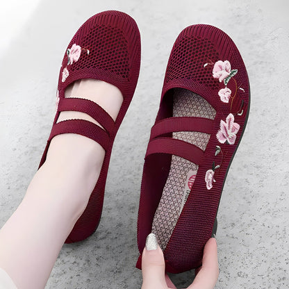 Jazmin - Pantofi casual, respirabili cu broderie pentru femei