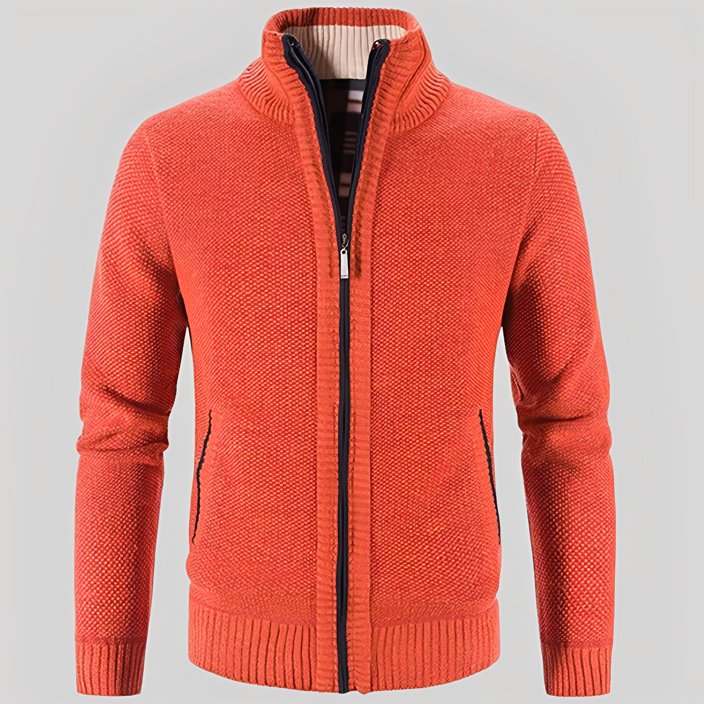 Kelvin - Geacă tricotată simplă cu fermoar pentru bărbați