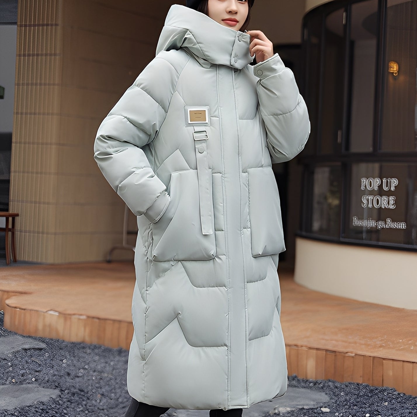 Rexanne - Geacă lungă și la modă cu glugă pentru femei