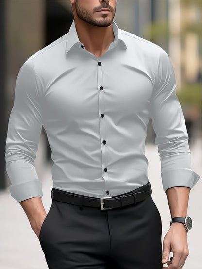 Thomas - Cămașă business casual cu guler revers pentru bărbați