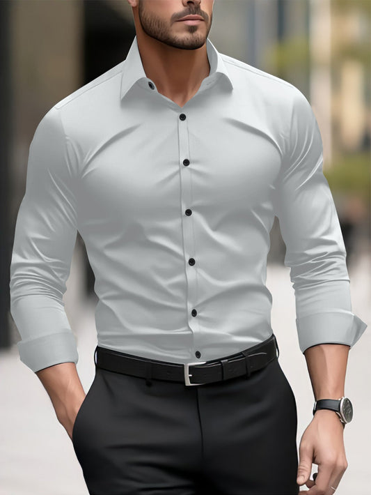 Thomas - Cămașă business casual cu guler revers pentru bărbați