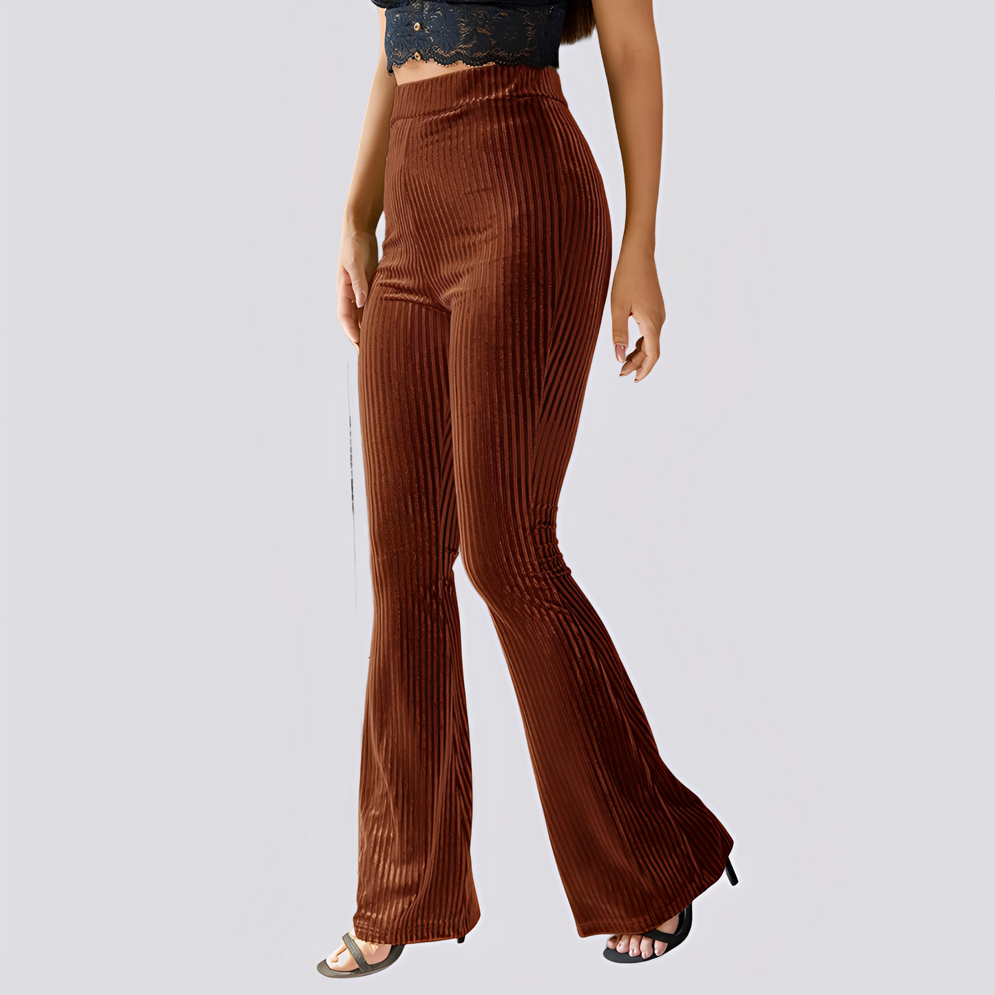 Leona - Pantaloni casual evazați din catifea pentru femei