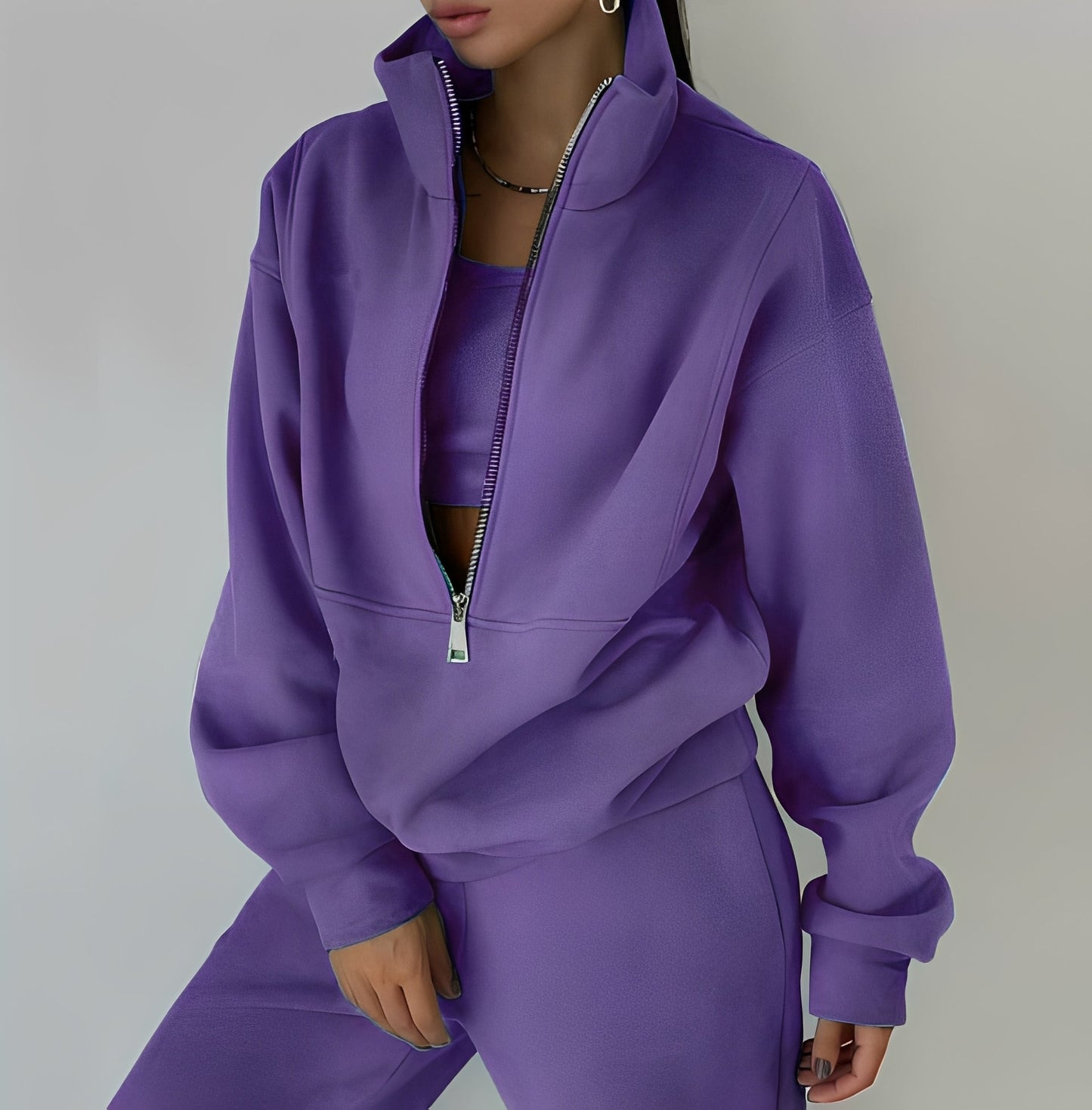 Mélissa - Ansamblu două piese oversize lejer din molleton