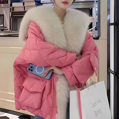 Marjorie - Geacă de puf la modă cu guler de blană pentru femei