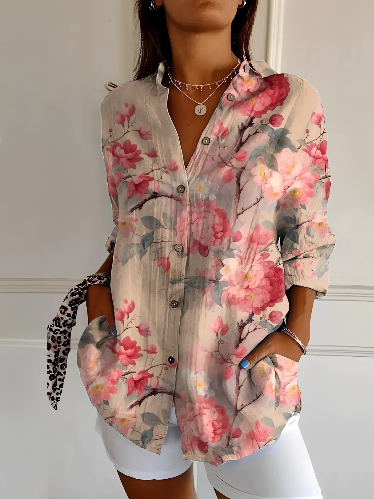 Melissa - Bluză elegantă cu imprimeu floral pentru femei