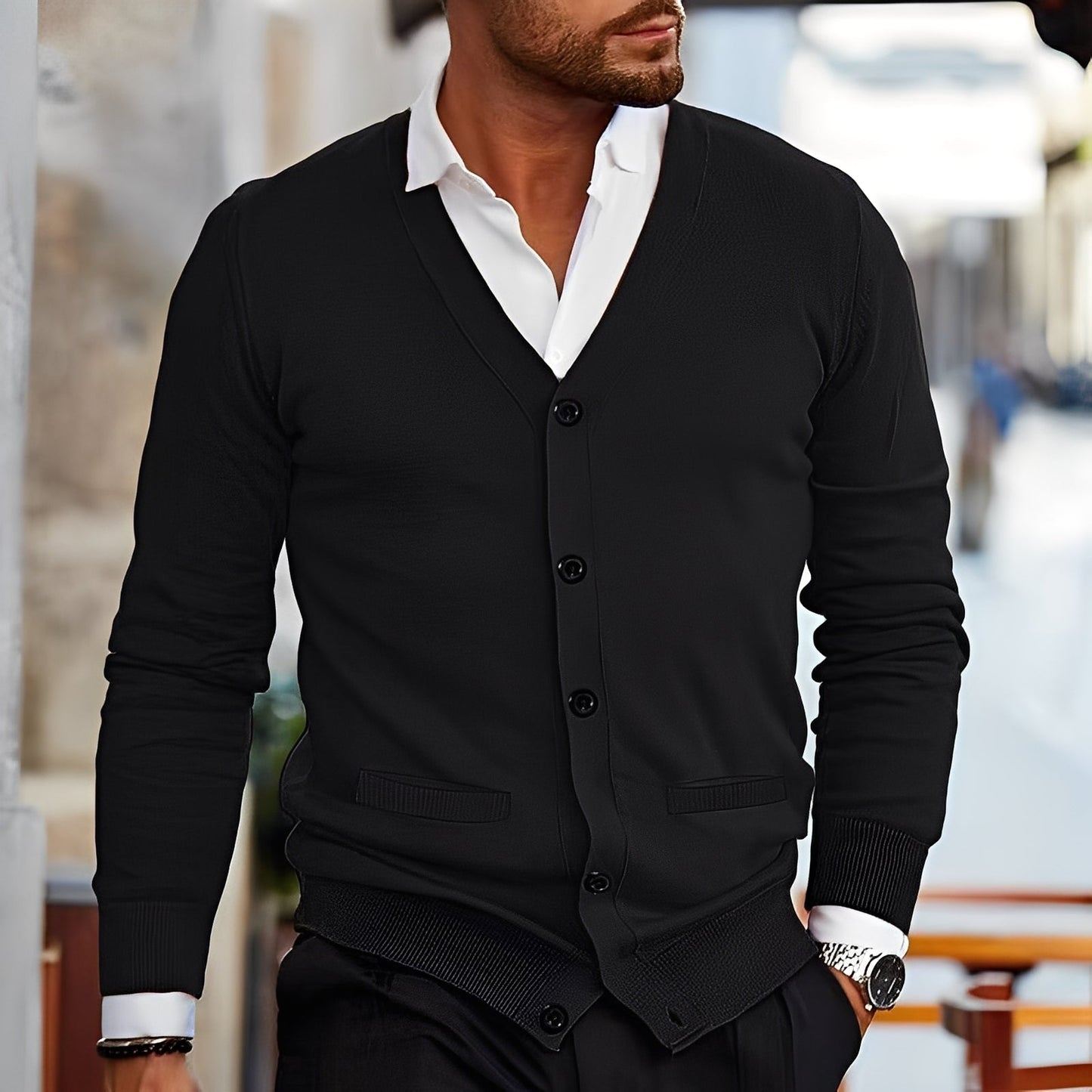 Terence - Pulover stil retro cu buzunare pentru bărbați
