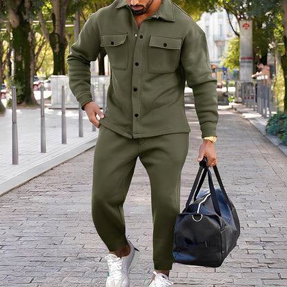 Kent - Set lejer Slim-Fit din cămașă și pantaloni pentru bărbați