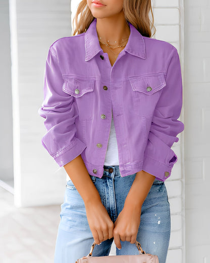 Paulene - Jachetă contemporană din denim cu nasturi și buzunare