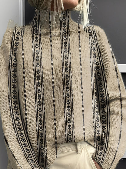 Giselle - Pulover stilat și colorat pentru femei, cu guler înalt