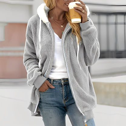 Rheanna - Jachetă călduroasă cu glugă din polar pentru femei