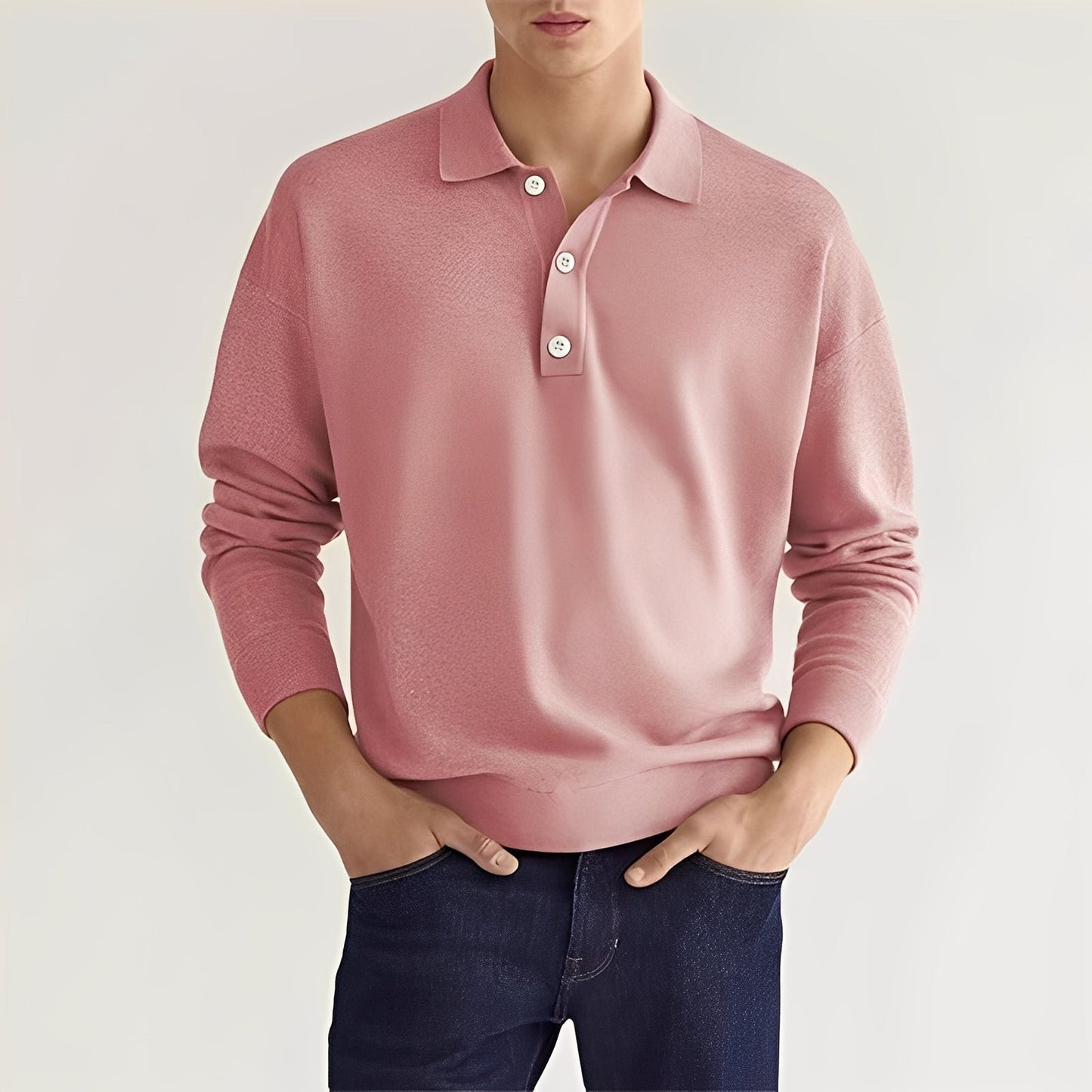 Dominic - Tricou polo cu mânecă lungă, casual pentru bărbați