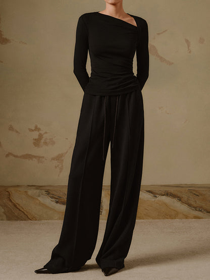 Selina – Bluză cu Mâneca Lungă Asimetrică