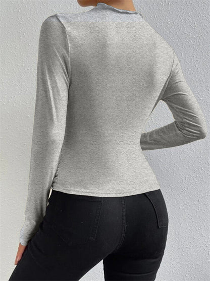 Livia – Tricou cu Mâne Lungă cu Falduri