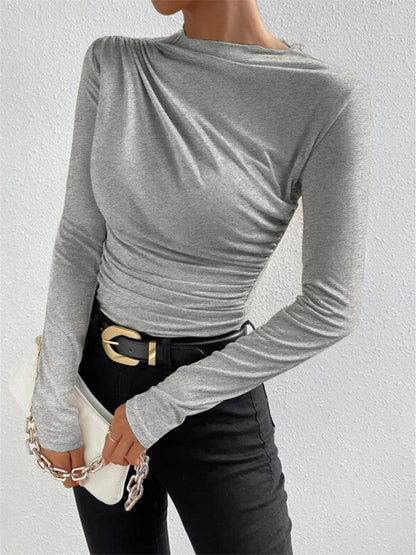 Livia – Tricou cu Mâne Lungă cu Falduri