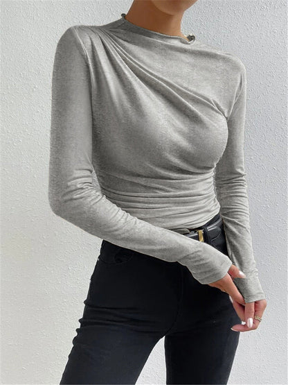 Livia – Tricou cu Mâne Lungă cu Falduri