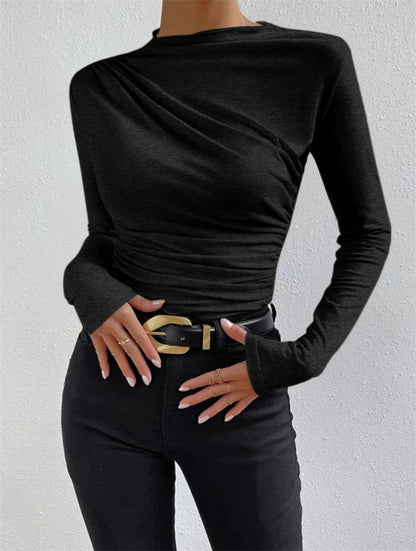 Livia – Tricou cu Mâne Lungă cu Falduri