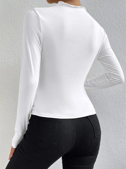 Livia – Tricou cu Mâne Lungă cu Falduri
