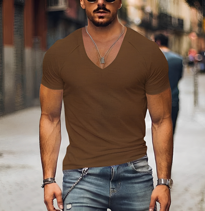 Rojan - Tricou bărbătesc modern cu guler în V