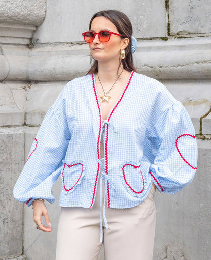 Claudia – Bluza Gingham cu Nod
