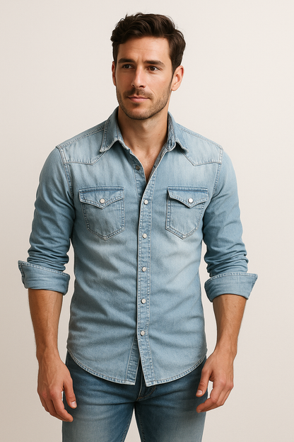 Maxime - Cămașă din jeans lejeră pentru bărbați
